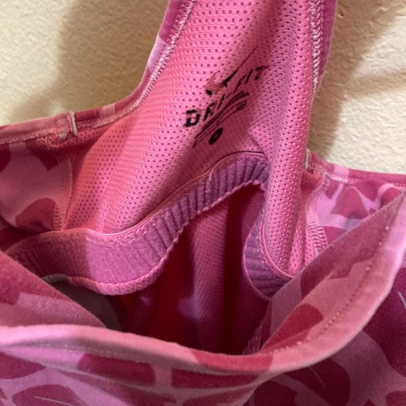 Nike Women's Pink 'Just Do It' Pattern Work Out Tank Top Built In Bra Size Small - Picture 5 of 7